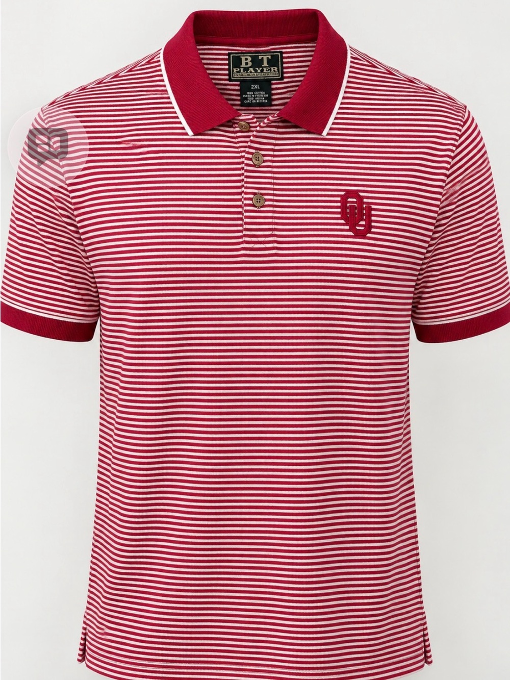 Red & White Vintage Sooners Striped Polo Shirt